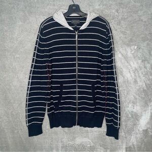 Buffalo David Bitton Black Gray Striped Zip Up Hoodie Size Large